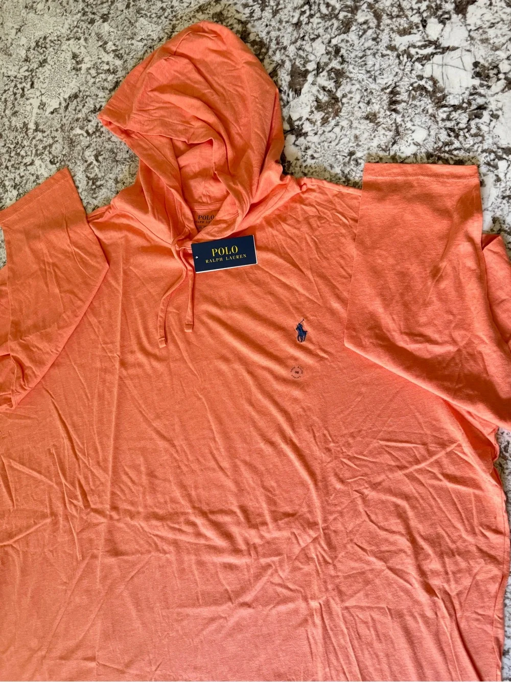 Polo Ralph Lauren Men’s 3XB Orange Hooded T-Shirt Big Tall Cotton NWT